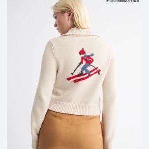ABERCROMBIE Apres Ski Club‎ Knit Cardigan Size XL Neutral Winter Cotton